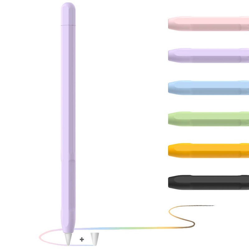 YINVA Apple Pencil 2nd Gen Case with Grip & Protective Nib Cover (Purple) - Image 1